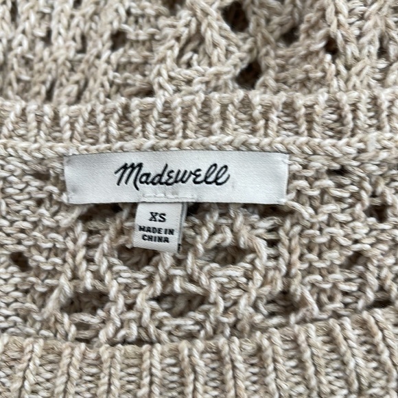 MADEWELL Summer Stitch Pullover Crochet Sweater Open Knit Tan Long Sleeves XS - Picture 9 of 11